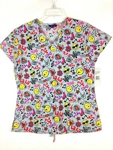 NEW Zikiz Women’s Scrub Uniform Top SS V-Neck Front Pockets Multi-color Sz S - Picture 1 of 7