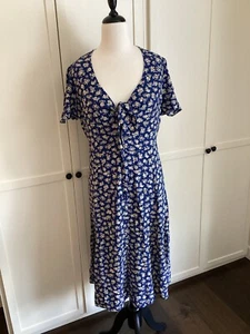 Sezane French Blue Floral Sun Dress Viscose Button Tie Flutter Short Sleeves - Picture 1 of 5