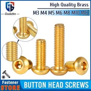 M3 M4 M5 M6 M8 M10 M12 Brass Button Head Screws Hex Allen Key Socket Bolts - Picture 1 of 74