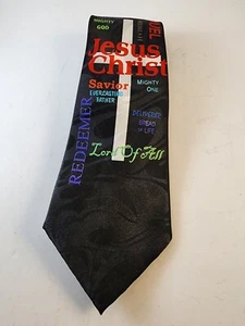 Steven Harris Men's Necktie Black Neck Tie Christian Redemer Names Of Jesus - Picture 1 of 4