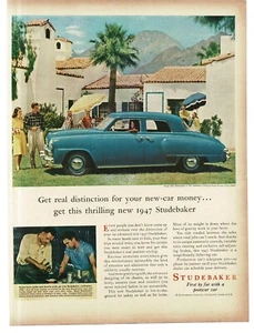 1947 Studebaker Champion Regal De Luxe Blue 4-door Sedan Print Ad - Picture 1 of 1