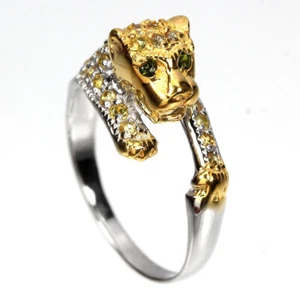 Anillo De Plata 925 De Verano Con Zafiro Redondo Y Corte De Diamante Tamaño 7.5 - Imagen 1 de 10