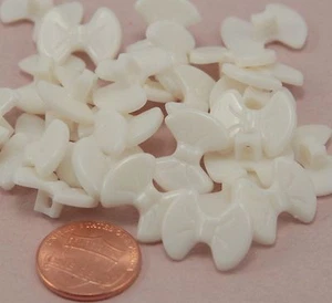 12 Cream Plastic Bowtie Bow Tie Shaped Buttons 11/16" 17MM Wide # 6339 - Picture 1 of 1