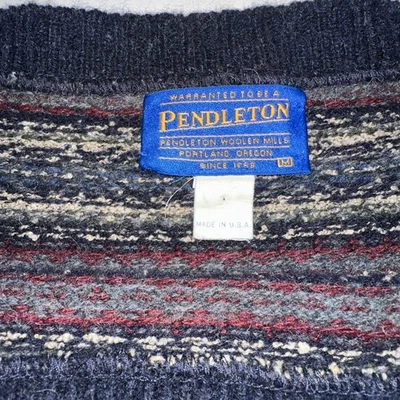Pendleton Wool Crewneck Vintage Pullover Sweater Size Medium Navy Blue Gray - Image 1 of 4