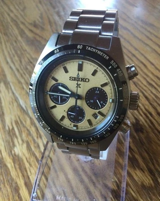 Orologio cronografo solare SEIKO PROSPEX SBDL089 SPEEDTIMER quadrante beige u... - Immagine 1 di 4