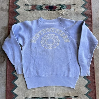 Vintage 1960s Northwestern University Cotton Sweatshirt Crest Gusset  Size 38 - Image 1 of 4