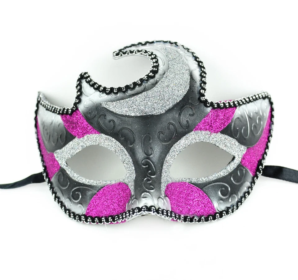 Halloween Costume Masquerade Mardi Gras Half Mask, Black Purple Silver, One-Size - Image 1 of 1