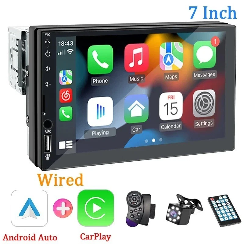 Autoradio Universale 1 Din con Carplay e Android Auto – Schermo Touch da 7" HD🚗 - Immagine 1 di 4