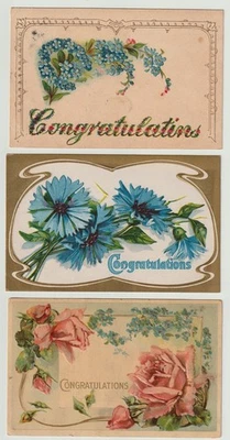 Three Embossed Greetings Postcards 1907/10, Congratulations - Image 1 of 2