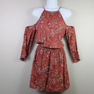 American Eagle Outfitters rot Blumen Langarm Cold Shoulder Kleid Größe Small - Bild 1 von 9