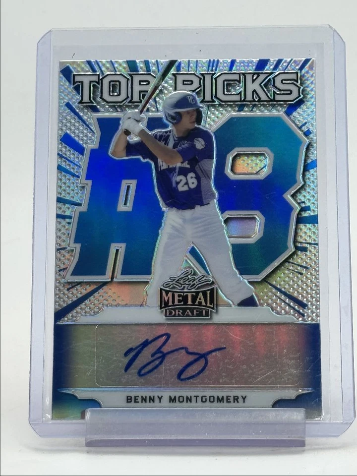 BENNY MONTGOMERY 2021 LEAF METAL DRAFT TOP PICKS BLUE PRISM AUTO /35 Q4709 - Image 1 of 1