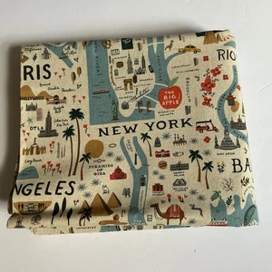 Rifle Paper Co. Bon Voyage natürlicher ungebleichter Stadtführer Leinwand Stoff 3 Yards - Bild 1 von 6