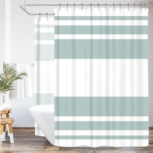 Clawfoot Tub Shower Curtain Round 180x70 Inch Bathtub All Around Green White - Picture 1 of 7