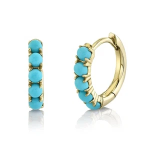Pendientes Huggie Turquesa 0.43ct - Imagen 1 de 1