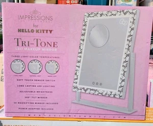 Hello Kitty Tri-tone LED Impressions Vanity Makeup Mirror 360° Tilt - New In Box - Picture 1 of 6