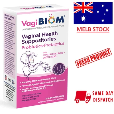 Vagibiom Lactobacillus Suppository Microbiome Flora Balance and Odor Control AU - image 1 of 4