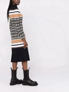 Valentino Logo-Pattern Striped Dress - Picture 1 of 6