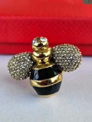 Kate Spade 透明水钻黄色和黑色珐琅大黄蜂戒指 尺寸 7 — 第 1/4 张图片