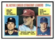 1984 Topps 707 NL K Leaders Nolan Ryan Steve Carlton Tom Seaver Astros Mets card