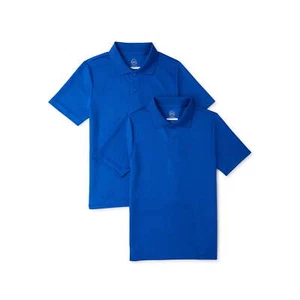 Wonder Nation Uniform Performance Polo Shirt Boys Size M Blue, Pack of 2 - Picture 1 of 3