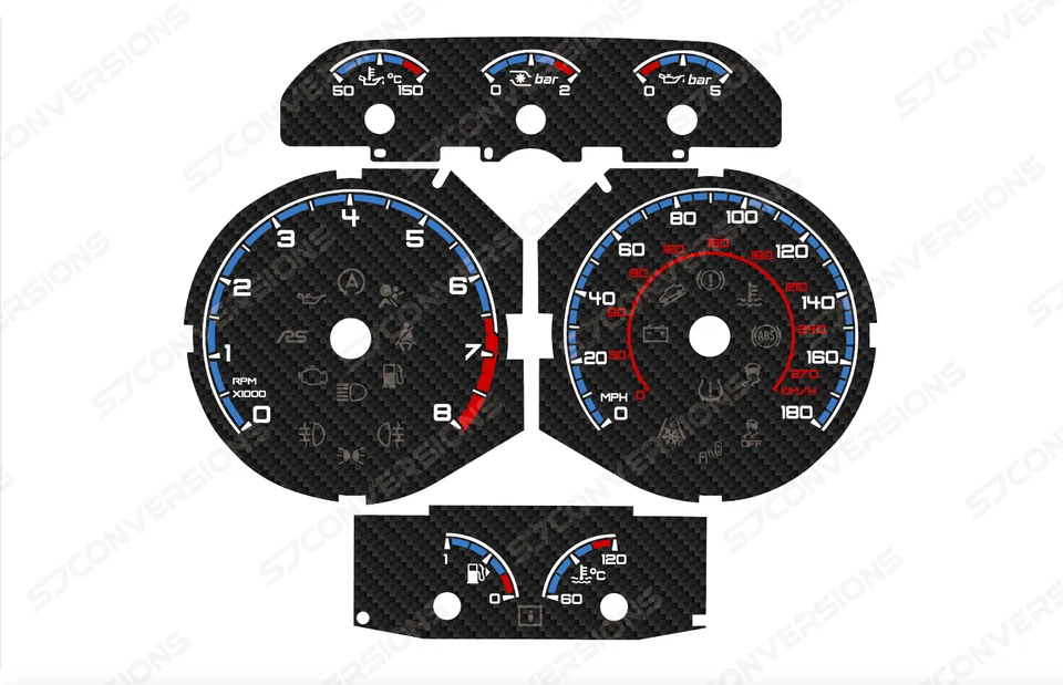 Ford Focus RS Mk3 Carbon Dial Cards Gauges - Bild 1 von 1