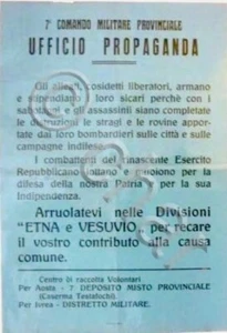 RSI Manifesto - Arruolatevi nelle Divisioni Etna Vesuvio - Aosta 1944 - Foto 1 di 1