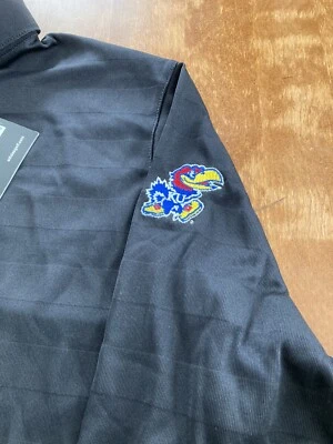 WOMENS NCCA ADIDAS KANSAS JAYHAWKS LONG SLEEVE POLO Shirt XL BLACK NWT - Image 1 of 4