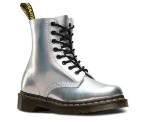 Dr. Martens 8 Loch 1460 Pascal IM Leather Silver Lazer Reflective Metalic - Picture 1 of 14