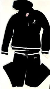 New With Tags Juicy Couture Girls Luxe Velour Tracksuit – Black – Size 7 (Small) - Picture 1 of 16