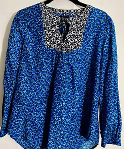 J. Top blu Crew taglia 6 cotone multicolore manica lunga cotone nuovo $89,50 nuovo senza etichette - Foto 1 di 8