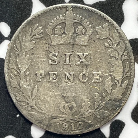 1910 Great Britain 6 Pence Sixpence Lot#M5272 Silver! Cover