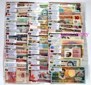 Partia 100 zagranicznych pieniędzy papierowych 50 krajów banknoty światowe UNC angielskie flagi prezent - Zdjęcie 1 z 9