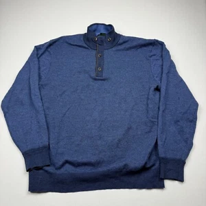 Suéter ORVIS Para Hombres Talla 2XL 100% Lana 1/4 Cremallera Para Hombres Azul Merino Pullover Botón - Imagen 1 de 7