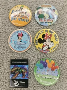 Lot Of 6 DISNEY Pinback Buttons Disney Land, Resort, Convention 3" #1 - Picture 1 of 2