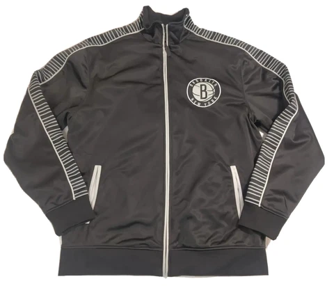 Brooklyn Nets Mens Jacket Black Extra Large New York Bomber Basketball NBA UNK Cover
