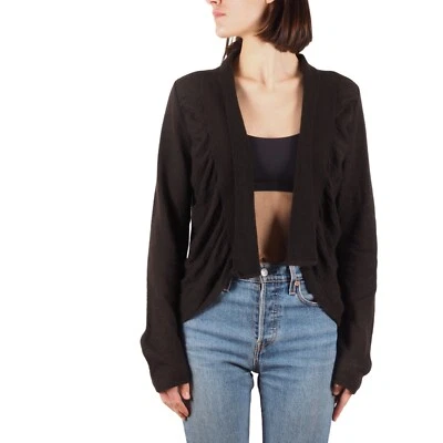 Sarah Pacini 女式棕色羊毛羊驼毛衣开普开襟开衫均码 — 第 1/4 张图片