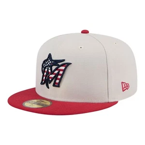 Miami Marlins MLB Independence Day New Era 59Fifty Fitted Hat/Cap Size 7 5/8 - Picture 1 of 8