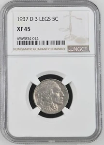 1937 D Nickel Indian Head or Buffalo NGC XF-45 D - Picture 1 of 2