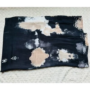 Banana Republic Black Beige White Abstract Tie Dye Animal Prints Scarf - Picture 1 of 6