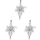  3 PCS Metal Flower Plate Wall Decoration Sculpture Statue Silhouette Upholstery