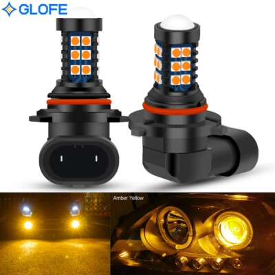 2Pcs HB3 9005 Amber Yellow LED Bulbs SMD 3030 High Beam DRL Light Super Bright - Image 1 of 4