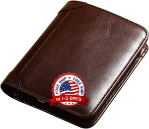 Cartera De Cuero Para Hombre Billetera Carteras Corta Clásico Cartera De Moda - Imagen 1 de 8