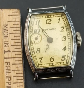 w/Video Rare 9 O'clock Sub Dial Men's Deco New Haven Watch Trying to Run! - Picture 1 of 5