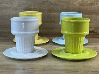 DE COLECCIÓN-The Monkey & The Peddler-Platos de cono de helado-Juego de 4 colores W-Y-B-G. Foto 1 de 4