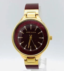 Anne Klein Women's Watch Quartz Analog Red Dial Gold-tone Case New Battery - Picture 1 of 12