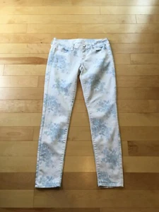 American Eagle AEO Stretch Jegging White / Blue Floral Jeans - Women's Size 4  - Picture 1 of 6