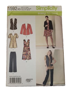 Simplicity Womens Uncut New Sewing Pattern 1592 Size 8-16 Vest Blouse Pant Dress - Picture 1 of 11
