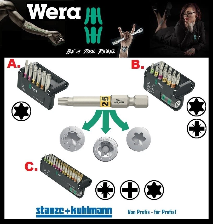 WERA Bit Set Bitsortiment Bit-Check Wood 6 12 30 PH / PZD / Torx TX - HF ASSY® - Bild 1 von 1