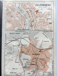 1927 Map of Inverness Scotland antique chromolithograph - Picture 1 of 4