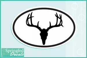 DEER SKULL EURO DECAL #2 Vinyl Decal Car Truck Window Sticker Deer Hunting - Picture 1 of 1